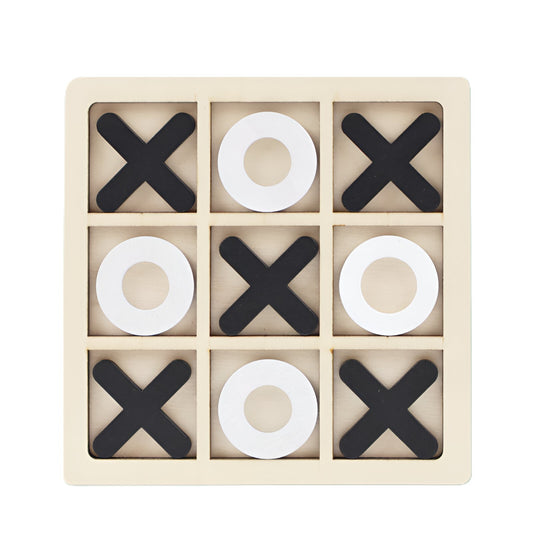 Jucarie Montessori Tic Tac Toe, Selexmo, Educativa, Interactiva, din lemn, X si O, 9 Piese, 14.3x14.3 cm, Negru Alb