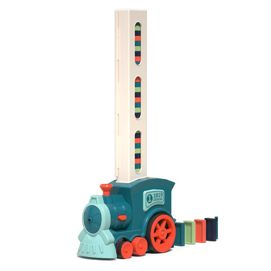 Tren Domino electric cu sunete, lumini si 60 de piese