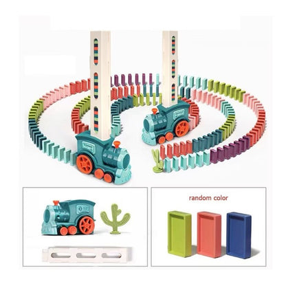Tren Domino electric cu sunete, lumini si 60 de piese