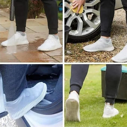 Set de 5 perechi de huse pentru încălțăminte, impermeabile și antiderapante, din latex