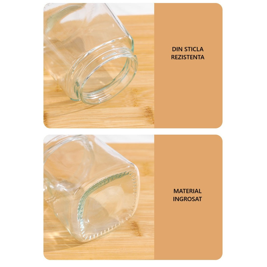Recipient Condimente, selexmo, din Stilca, 180 ml, cu Maner si Lingurita, 11.3 x 8.2 cm, Capac Ondulat, Galben