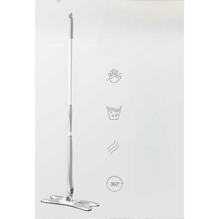 Set Mop Plat + Galeata, selexmo, cu Sistem de Stoargere, Lungime Telescopica 140 cm, Argintiu/Galben
