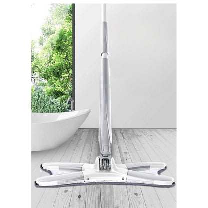 Set Mop Plat + Galeata, selexmo, cu Sistem de Stoargere, Lungime Telescopica 140 cm, Argintiu/Galben
