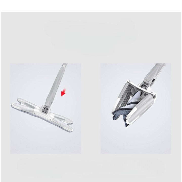 Set Mop Plat + Galeata, selexmo, cu Sistem de Stoargere, Lungime Telescopica 140 cm, Argintiu/Galben