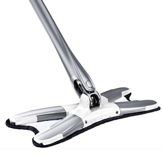Mop Plat, selexmo, cu Sistem de Stoarcere, 2 Lavete Incluse, Lungime Telescopica 140 cm, Argintiu